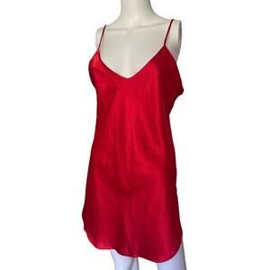 90's Alexandra Chase medium triangle red satin slip dress lingerie sleepwear​